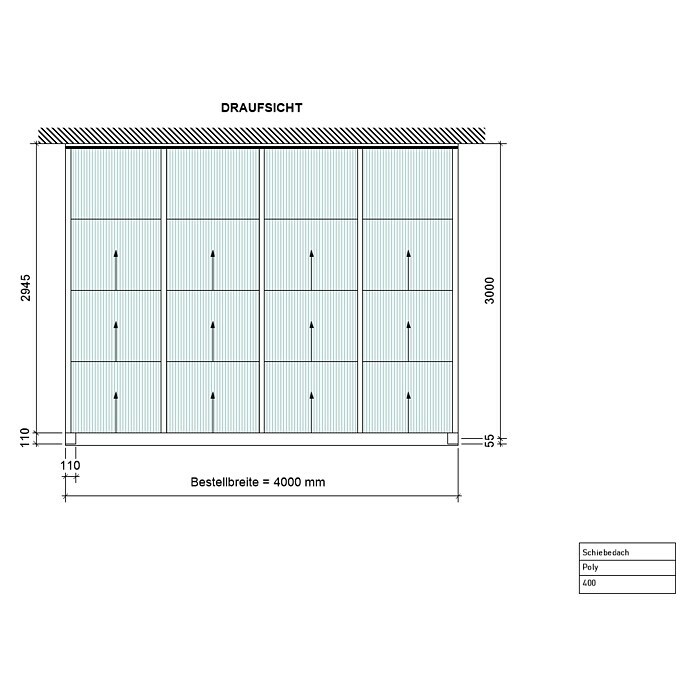 Terrassenüberdachung Special Edition mit Schiebedach (L x T: 400 x 300 cm, Polycarbonat, Anthrazitgrau, Opal)