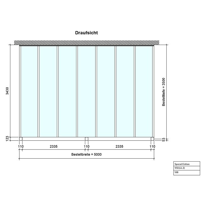 Terrassenüberdachung Special Edition (L x T: 500 x 350 cm, Verbundsicherheitsglas VSG, Verkehrsweiß, Klar)