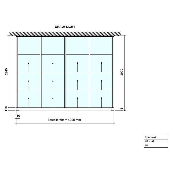 Terrassenüberdachung Special Edition mit Schiebedach (L x T: 400 x 300 cm, Verbundsicherheitsglas VSG, Anthrazitgrau, Klar)