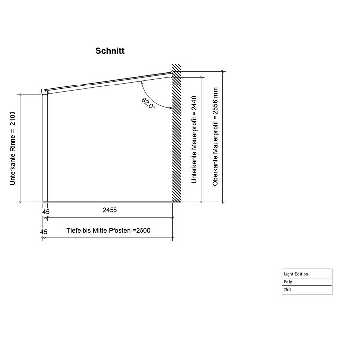 Terrassenüberdachung Light Edition (L x T: 400 x 250 cm, Polycarbonat, Verkehrsweiß, Klar)