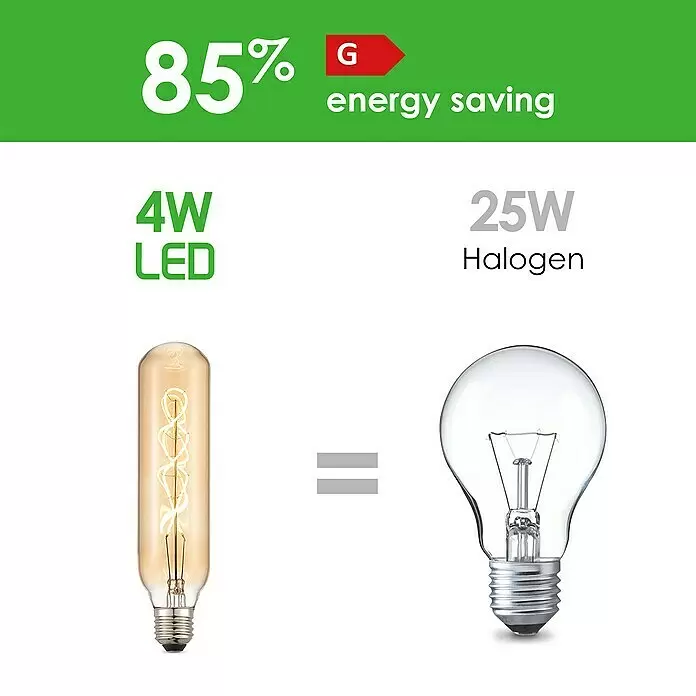 Home Sweet Home LED-Lampe - E27, Dimmbar, Warmweiß, 280 lm, 4 W - Bernsteinfarbene 4W LED-Lampe entspricht 25W Halogen, spart 85% Energie (Klasse G).