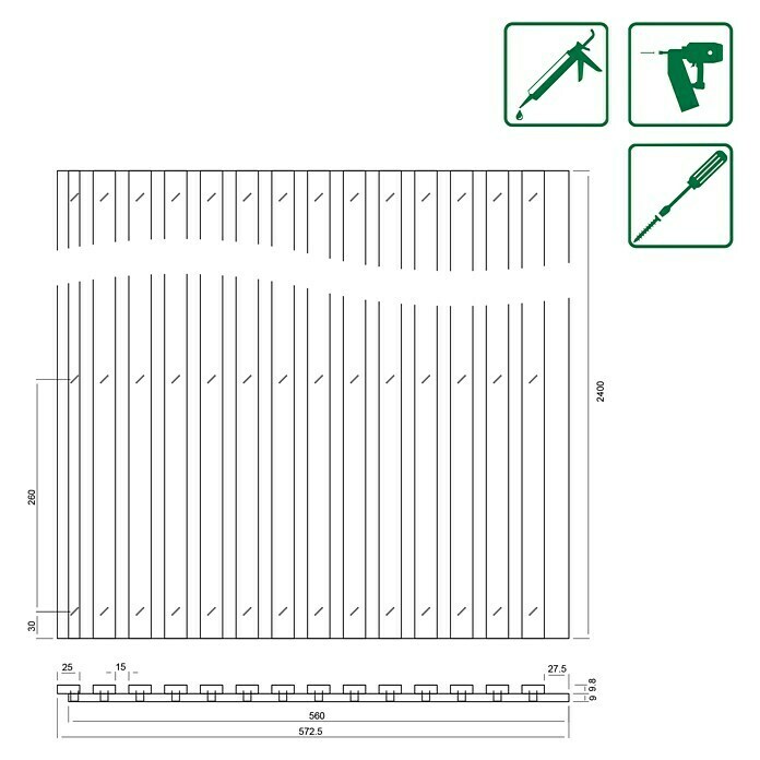 Akustikpaneel Acustico (Walnuss, 2.400 x 572,5 x 19 mm) | BAUHAUS