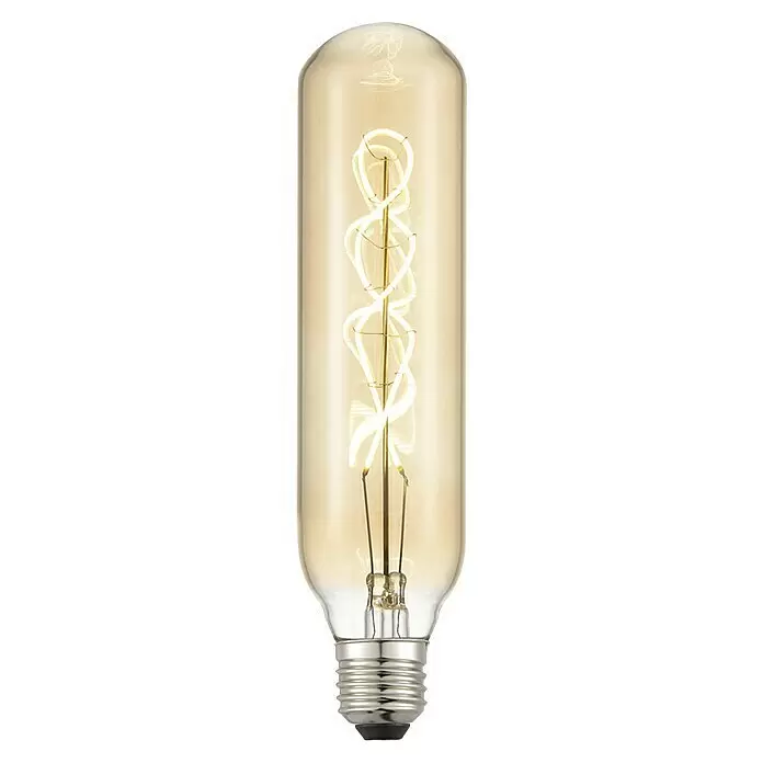 Home Sweet Home LED-Lampe - E27, Dimmbar, Warmweiß, 280 lm, 4 W - Vintage-Röhren-LED-Filamentlampe mit bernsteinfarbenem Glas und Spiralfäden, mit Edisonsockel.