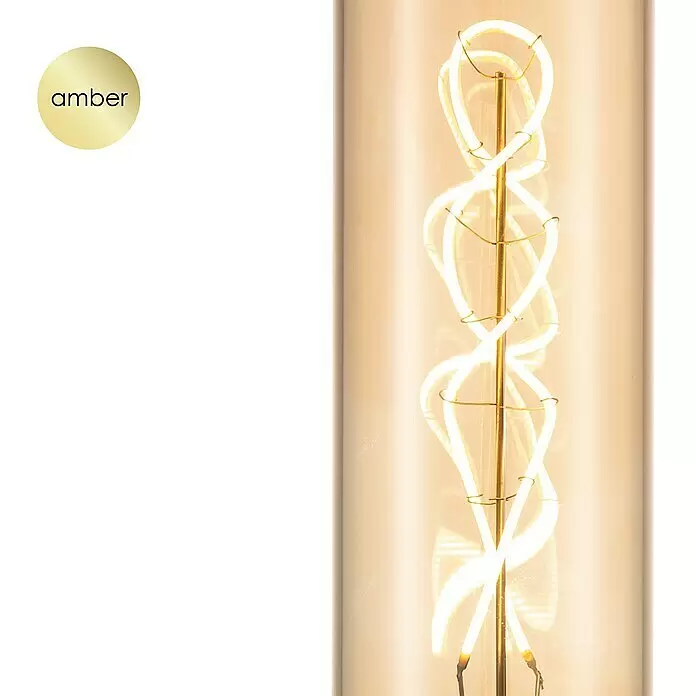 Home Sweet Home LED-Lampe - E27, Dimmbar, Warmweiß, 280 lm, 4 W - Hohe bernsteinfarbene Glas-Glühbirne mit einem leuchtenden, dekorativen spiralförmigen LED-Faden.