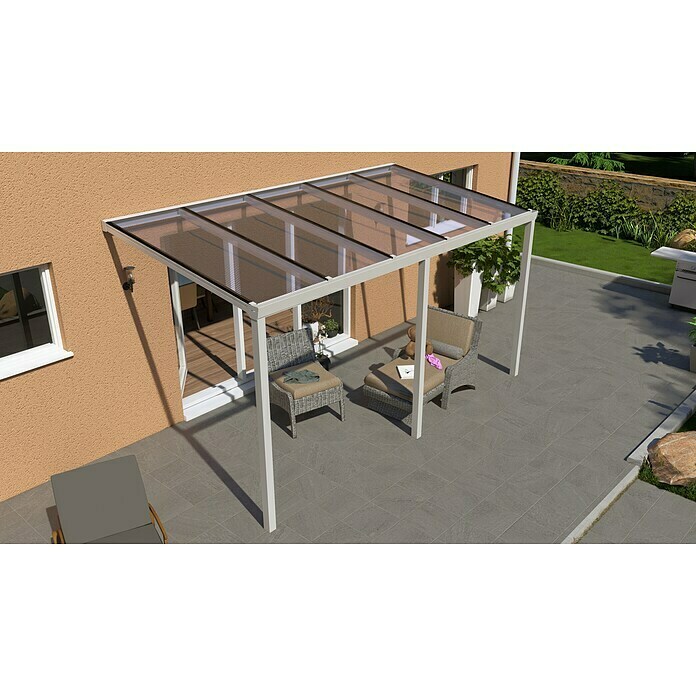 Terrassenüberdachung Light Edition (L x T: 500 x 250 cm, Polycarbonat, Verkehrsweiß, Klar)