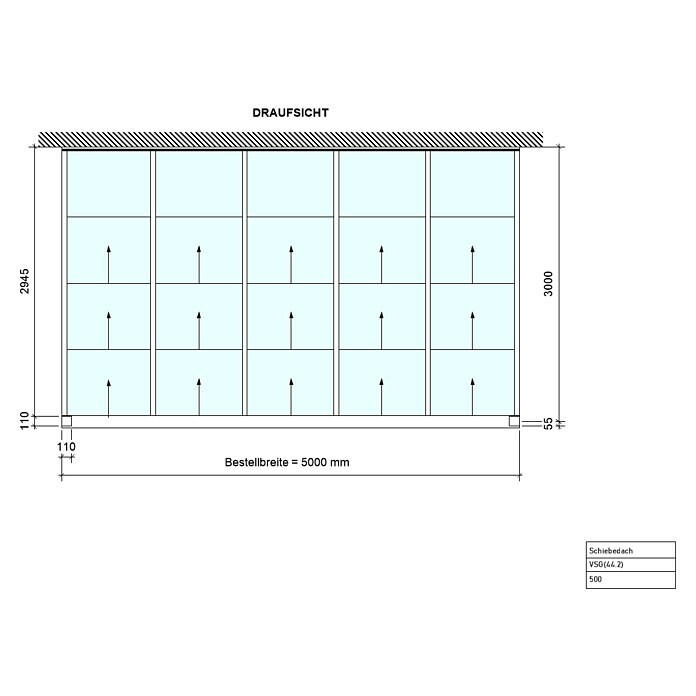 Terrassenüberdachung Special Edition mit Schiebedach (L x T: 500 x 300 cm, Verbundsicherheitsglas VSG, Anthrazitgrau, Klar)