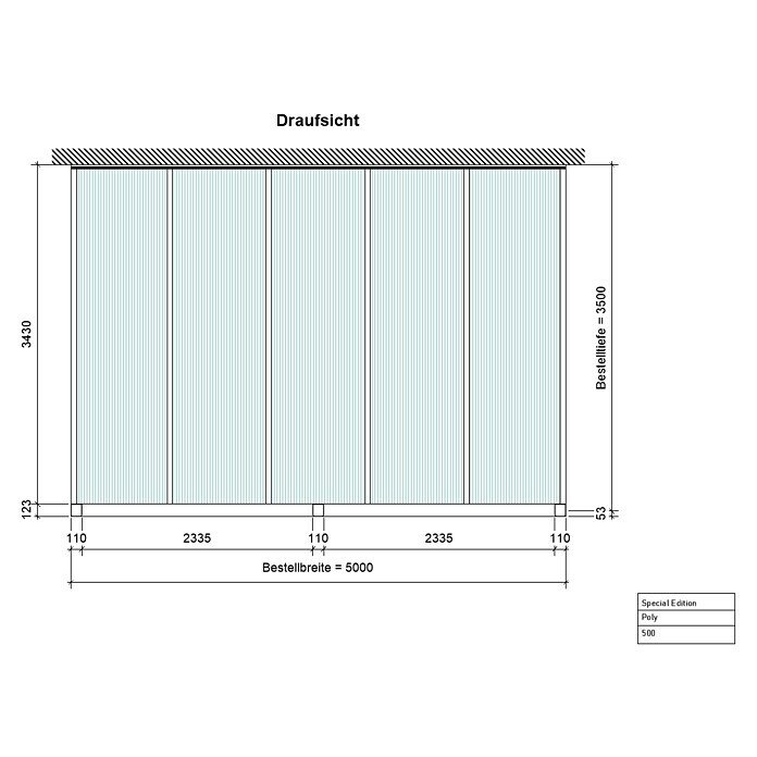 Terrassenüberdachung Special Edition (L x T: 500 x 350 cm, Polycarbonat, Anthrazitgrau, Klar)