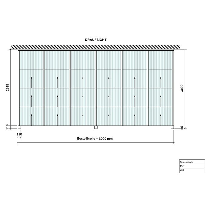 Terrassenüberdachung Special Edition mit Schiebedach (L x T: 600 x 300 cm, Polycarbonat, Verkehrsweiß, Opal)
