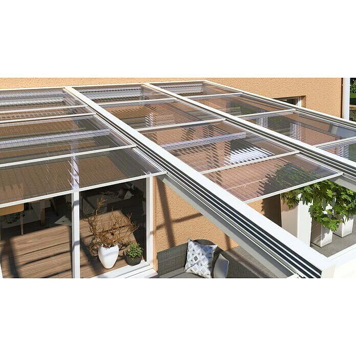 Terrassenüberdachung Special Edition mit Schiebedach (L x T: 600 x 350 cm, Polycarbonat, Verkehrsweiß, Klar)