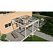 Terrassenüberdachung Special Edition mit Schiebedach (L x T: 500 x 350 cm, Verbundsicherheitsglas VSG, Verkehrsweiß, Klar)