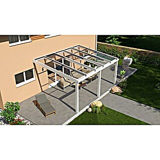 Gardendreams Terrassenüberdachung Special Edition mit Schiebedach (B x T: 500 x 350 cm, Verkehrsweiß, Verbundsicherheitsglas (VSG), Klar)