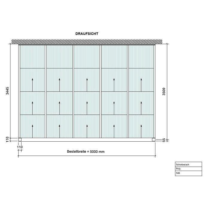 Terrassenüberdachung Special Edition mit Schiebedach (L x T: 500 x 350 cm, Polycarbonat, Verkehrsweiß, Klar)