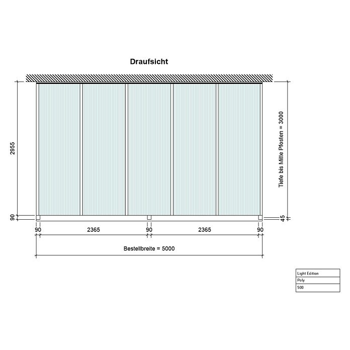 Terrassenüberdachung Light Edition (L x T: 500 x 300 cm, Polycarbonat, Anthrazitgrau, Klar)