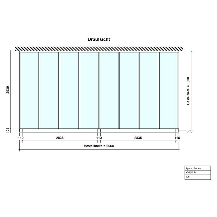 Terrassenüberdachung Special Edition (L x T: 600 x 300 cm, Verbundsicherheitsglas VSG, Anthrazitgrau, Klar)