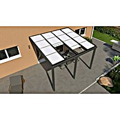 Terrassenüberdachung Special Edition mit Schiebedach (L x T: 400 x 300 cm, Polycarbonat, Anthrazitgrau, Opal)