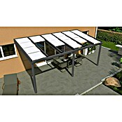 Terrassenüberdachung Special Edition mit Schiebedach (L x T: 600 x 350 cm, Polycarbonat, Anthrazitgrau, Opal)