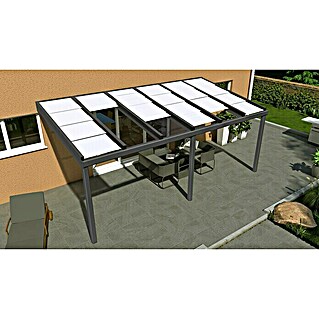 Gardendreams Terrassenüberdachung Special Edition mit Schiebedach (B x T: 600 x 350 cm, Anthrazitgrau, Polycarbonat, Opal)