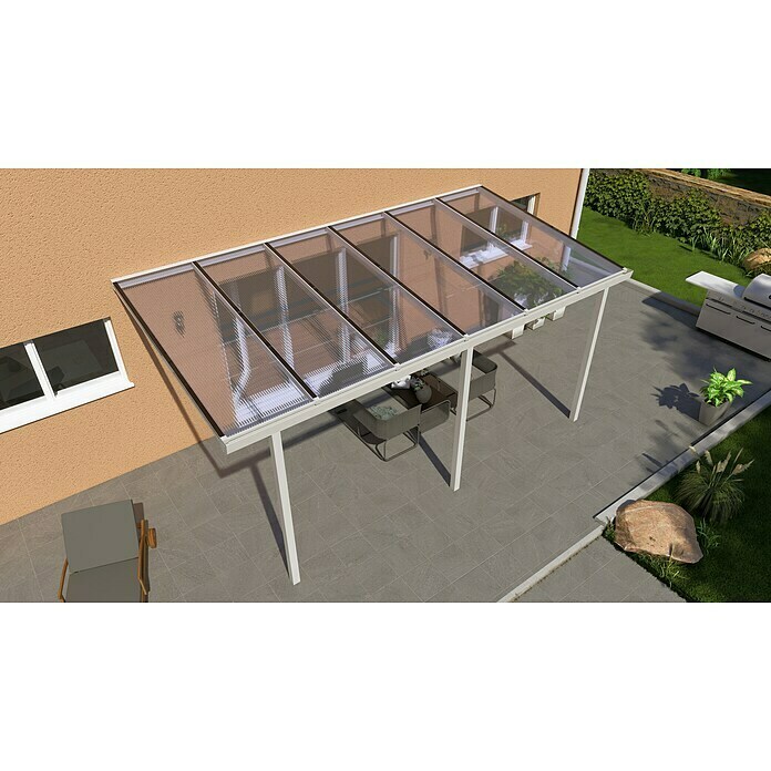 Terrassenüberdachung Light Edition (L x T: 600 x 250 cm, Polycarbonat, Verkehrsweiß, Klar)