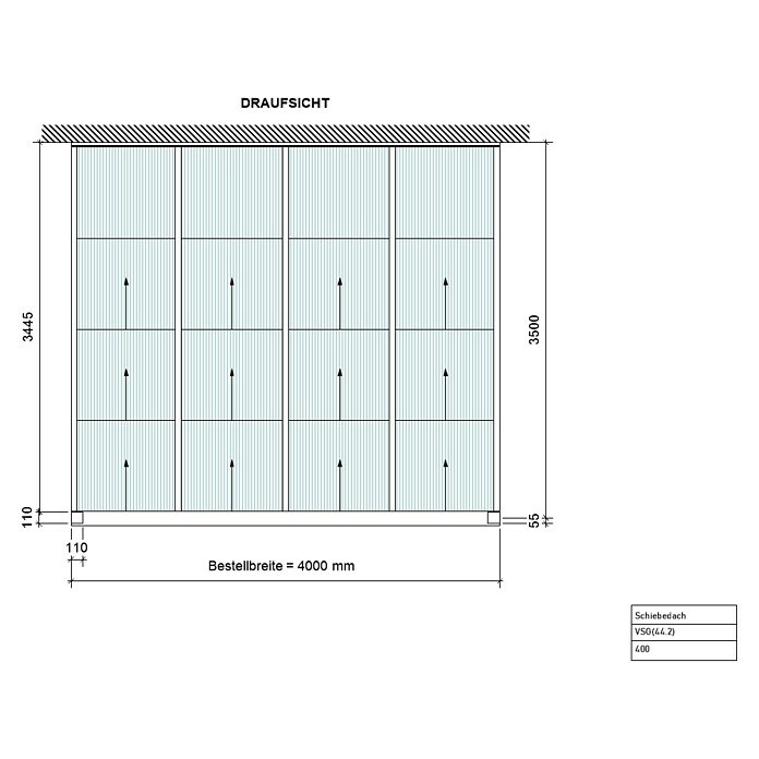 Terrassenüberdachung Special Edition mit Schiebedach (L x T: 400 x 350 cm, Polycarbonat, Anthrazitgrau, Opal)