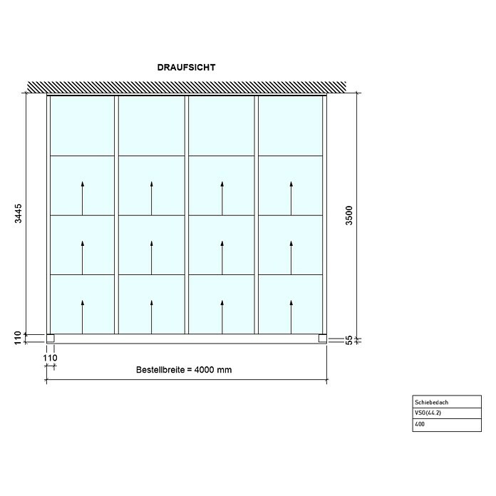 Terrassenüberdachung Special Edition mit Schiebedach (L x T: 400 x 350 cm, Verbundsicherheitsglas VSG, Verkehrsweiß, Klar)