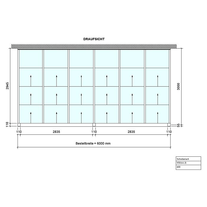 Terrassenüberdachung Special Edition mit Schiebedach (L x T: 600 x 300 cm, Verbundsicherheitsglas VSG, Anthrazitgrau, Klar)