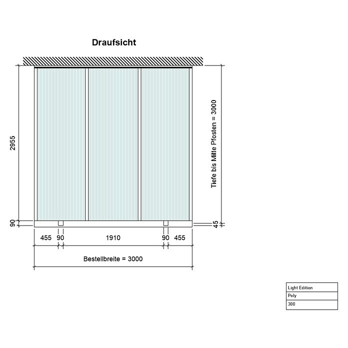 Terrassenüberdachung Light Edition (L x T: 300 x 300 cm, Polycarbonat, Anthrazitgrau, Klar)