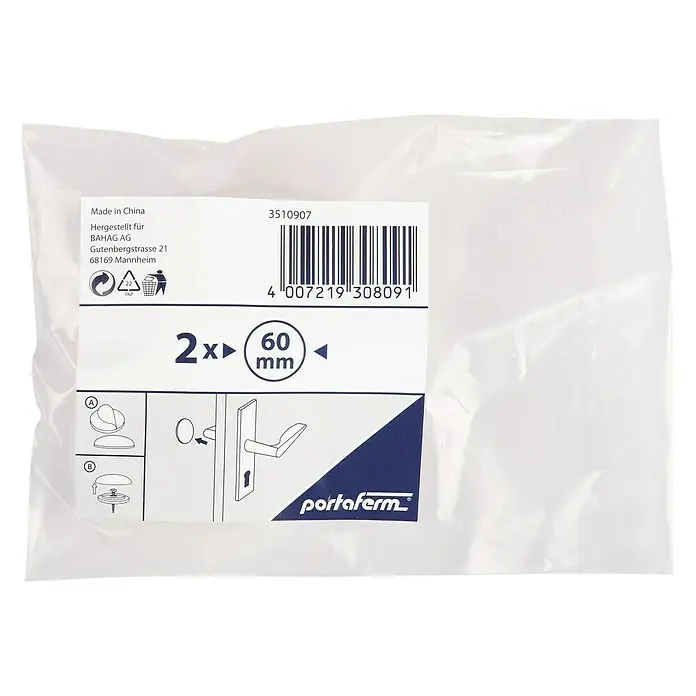 Portaferm Türpuffer - Durchmesser: 60 mm, Transparent, 2 Stk. - Eine Packung Portaferm-Türgriffrosetten, hergestellt in China. Die Packung enthält 2 Stück mit einem Durchmesser von 60 mm.