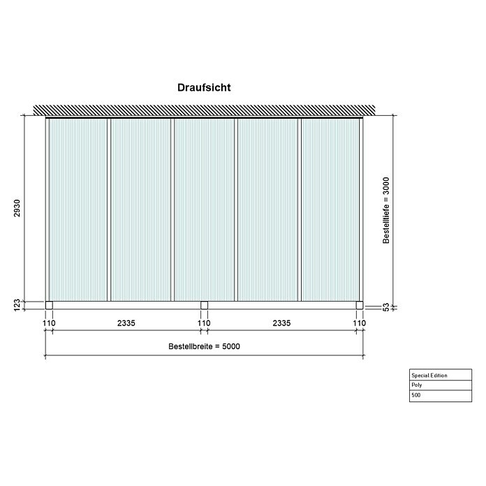 Terrassenüberdachung Special Edition (L x T: 500 x 300 cm, Polycarbonat, Verkehrsweiß, Klar)