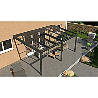 Gardendreams Terrassenüberdachung Special Edition mit Schiebedach (B x T: 600 x 350 cm, Anthrazitgrau, Verbundsicherheitsglas (VSG), Klar)