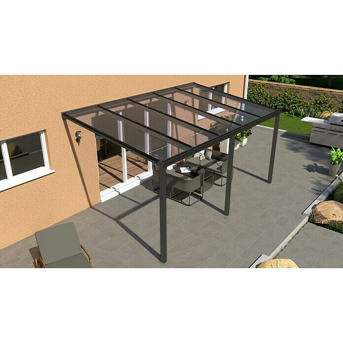 Terrassenüberdachung Light Edition (L x T: 500 x 300 cm, Polycarbonat, Anthrazitgrau, Klar)