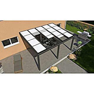Terrassenüberdachung Special Edition mit Schiebedach (L x T: 500 x 350, Polycarbonat, Anthrazitgrau, Opal)