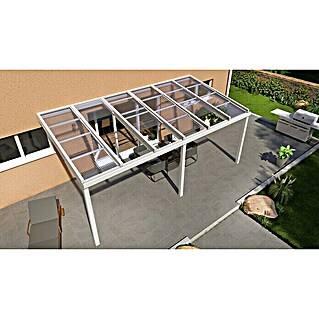 Gardendreams Terrassenüberdachung Special Edition mit Schiebedach (B x T: 600 x 300 cm, Verkehrsweiß, Polycarbonat, Klar)