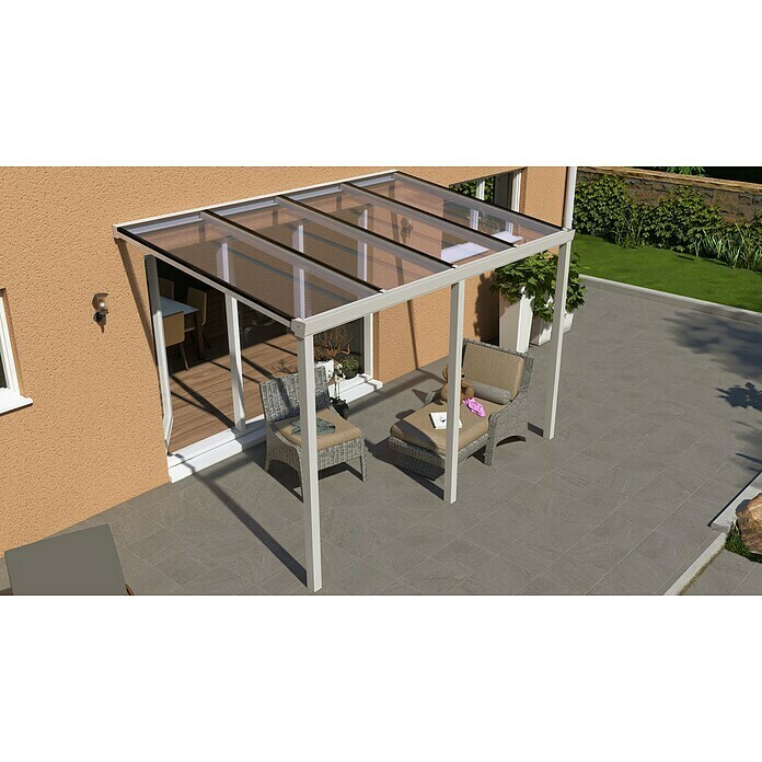 Terrassenüberdachung Light Edition (L x T: 400 x 250 cm, Polycarbonat, Verkehrsweiß, Klar)