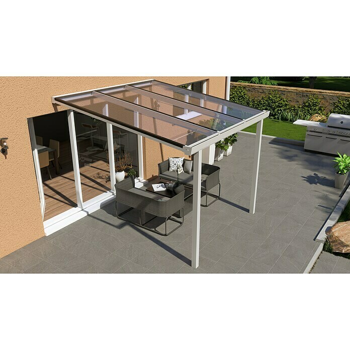 Terrassenüberdachung Light Edition (L x T: 300 x 300 cm, Polycarbonat, Verkehrsweiß, Klar)