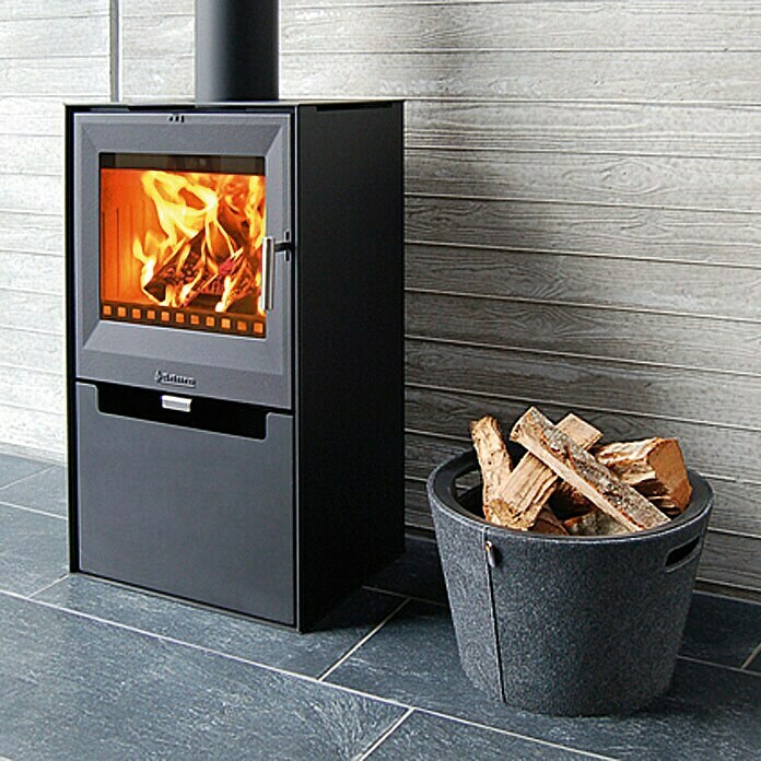 Aduro Kaminofen 14 (6,5 kW, Raumheizvermögen: 334 m³, Mit Holzfach, Schwarz)