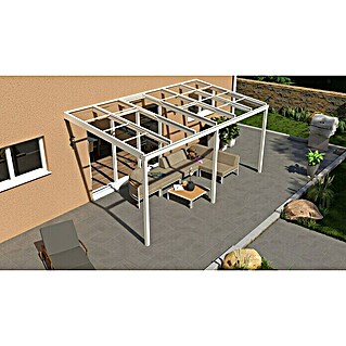 Gardendreams Terrassenüberdachung Special Edition mit Schiebedach (B x T: 600 x 300 cm, Verkehrsweiß, Verbundsicherheitsglas (VSG), Klar)