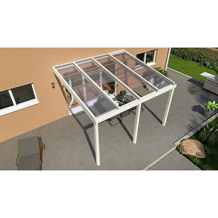 Terrassenüberdachung Special Edition mit Schiebedach (L x T: 400 x 300 cm, Polycarbonat, Verkehrsweiß, Klar)