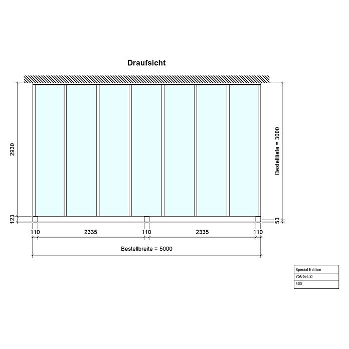 Terrassenüberdachung Special Edition (L x T: 500 x 300 cm, Verbundsicherheitsglas VSG, Verkehrsweiß, Klar)