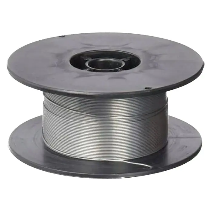 Solter Hilo de soldadura - Diámetro: 1 mm, 4 kg - Un carrete de alambre de soldadura. El alambre es plateado y el carrete es negro. Ideal para trabajos de soldadura en el taller.