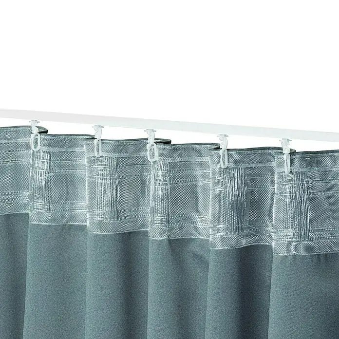 Elbersdrucke Verdunkelungsvorhang Midnight - 140 x 255 cm, 100 % Polyester, Mint - Graue Vorhänge mit silbernem Muster hängen an einer weißen Gardinenstange. Das perfekte Accessoire für Ihr Zuhause.