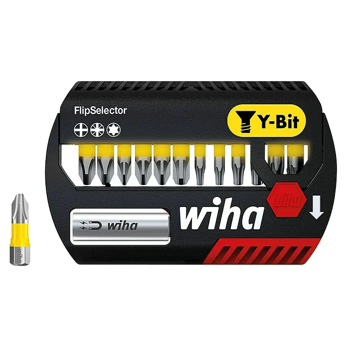 Wiha Bit-Set FlipSelector Y-Bit - 13 -tlg. - Wiha FlipSelector Y-Bit Set: Kompaktes Bit-Set mit verschiedenen Aufsätzen für Schraubarbeiten.