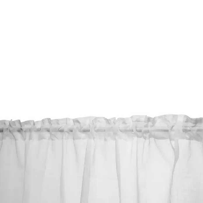 Elbersdrucke Vorhang SpumeOffwhite, 300 x 200 cm, 100% Polyester - Weiße Gardine mit geraffter Oberkante, die an einer Stange hängt, ideal für ein helles und luftiges Raumambiente.