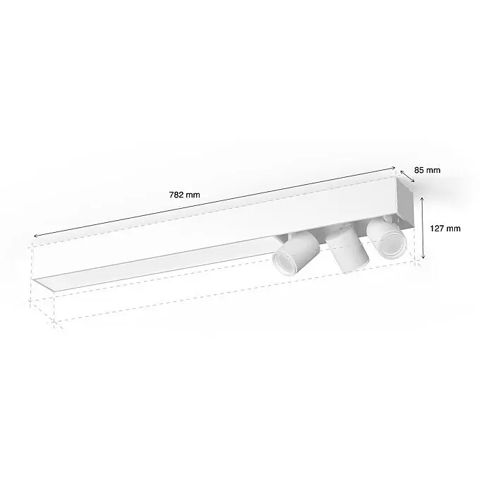 Philips Hue LED-Deckenstrahler Centris - 36 W, L x B x H: 78,2 x 8,5 x 12,8 cm, Weiß, Mehrfarbig - Skizze