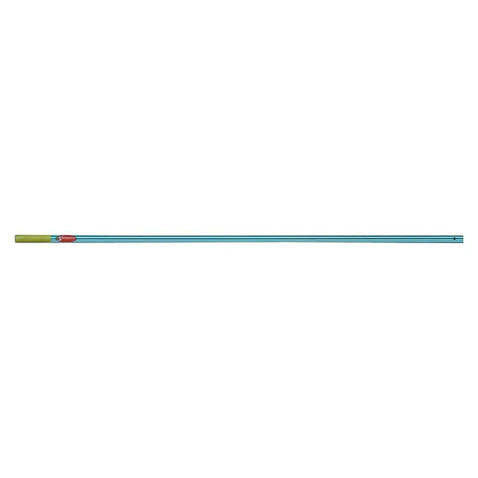 Mango alargador para cepillos 152 cm - Aluminio - Un mango de fregona color verde azulado con un agarre amarillo y detalles rojos, diseñado para una limpieza cómoda y segura.
