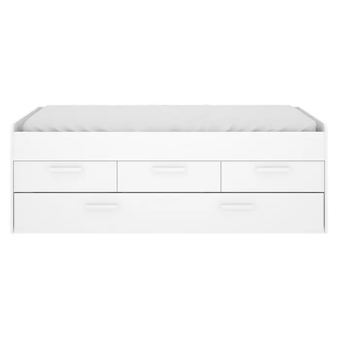 Dekit Cama nido Leka - L x An x Al: 195 x 95 x 68 cm, Blanco - Cama blanca con cajones. La cama cuenta con varios cajones para guardar objetos debajo de la estructura de la cama. Ideal para habitación infantil o de invitados.