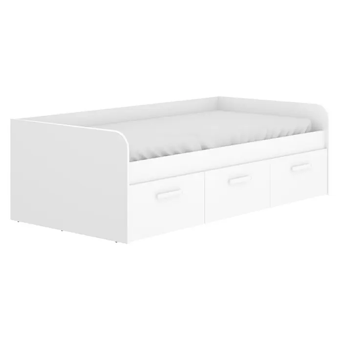 Dekit Cama Mek - L x An x Al: 194 x 97 x 60 cm, Blanco - Cama de día blanca con tres cajones para almacenamiento adicional. La cama tiene un diseño limpio y moderno y encajaría en cualquier dormitorio.