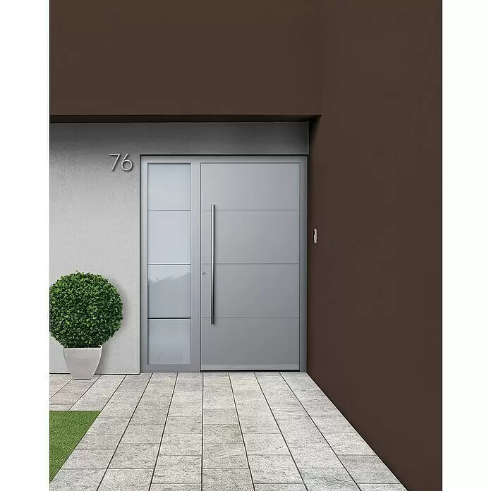 Portofino Haustür 702PF - Mit Seitenteil, 160 cm x 210 mm, DIN Anschlag: Links, 70161 Eisenglimmer - Stimmungsaufnahme