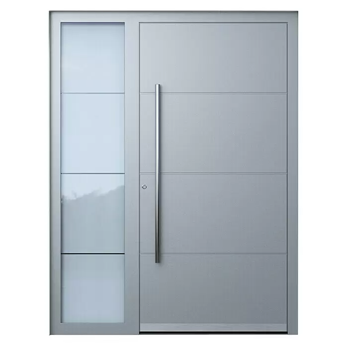 Portofino Haustür 702PF - Mit Seitenteil, 160 cm x 210 mm, DIN Anschlag: Links, 70161 Eisenglimmer - Vorderansicht