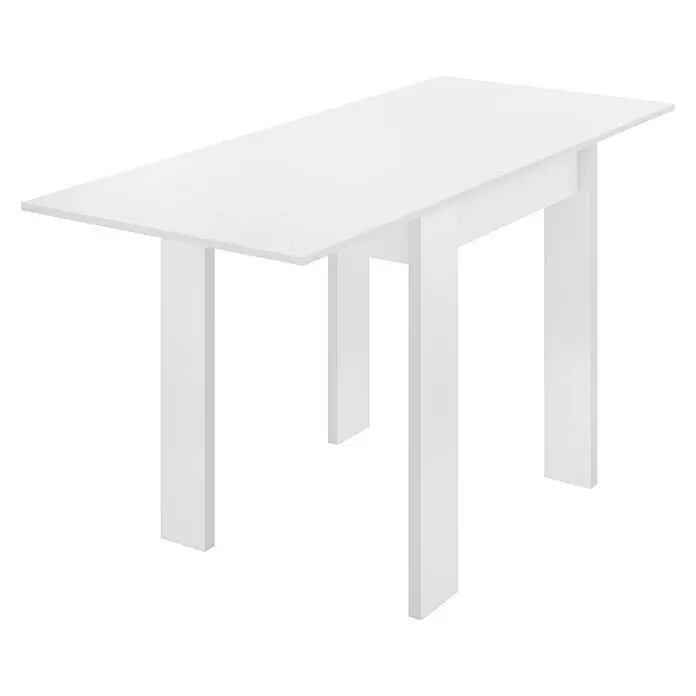 Dekit Mesa auxiliar Bok - L x An x Al: 67 x 67 x 79 cm, Blanco, Extensible - Una mesa rectangular blanca sencilla con cuatro patas robustas.