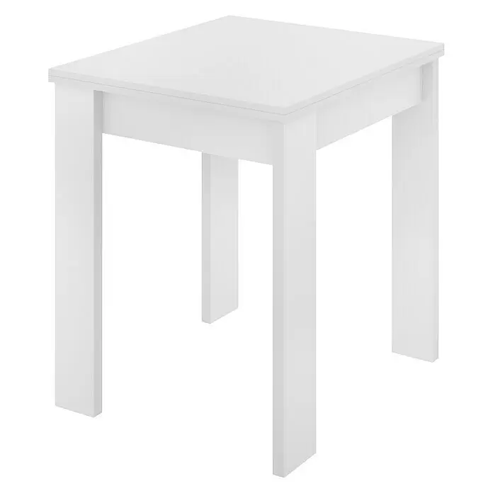 Dekit Mesa auxiliar Bok - L x An x Al: 67 x 67 x 79 cm, Blanco, Extensible - Mesa cuadrada blanca con cuatro patas robustas.